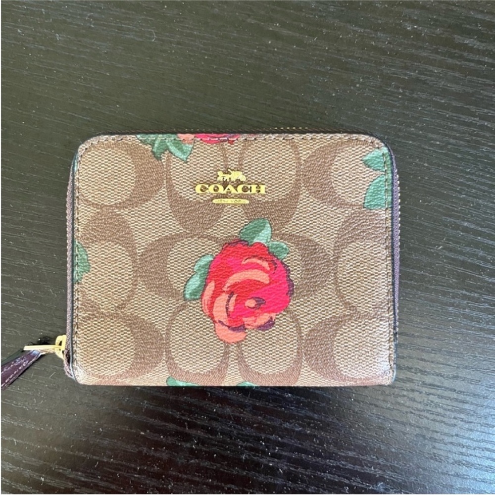 Coach Brown Floral Women's Mini Wallet. Limited Edition